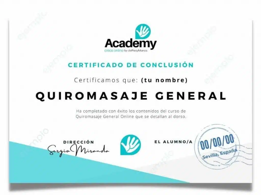 Certificado Quiromasaje